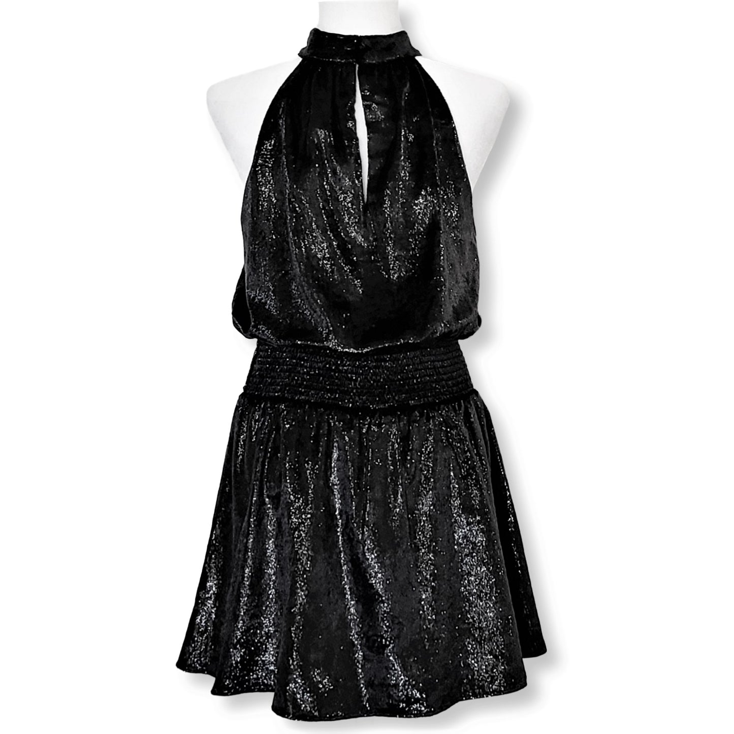 RAMY BROOK Women's Ellin Shimmer Velvet Halter Party Cocktail Mini Dress