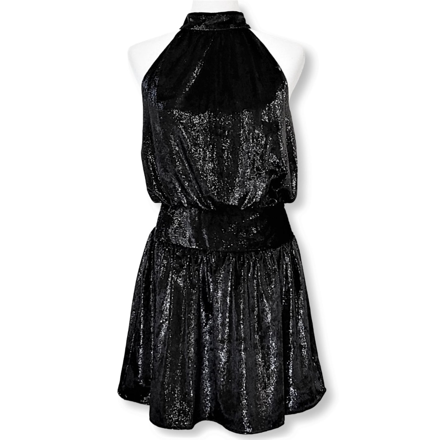 RAMY BROOK Women's Ellin Shimmer Velvet Halter Party Cocktail Mini Dress
