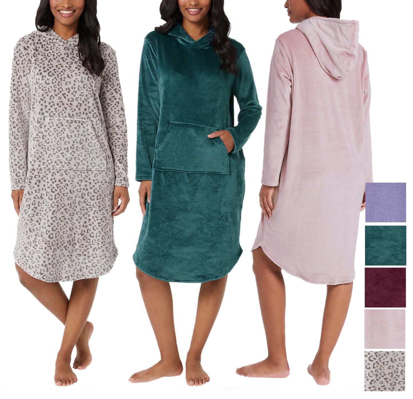 32 Degrees Women's Super Soft Velour Relaxed Fit Hooded Lounger