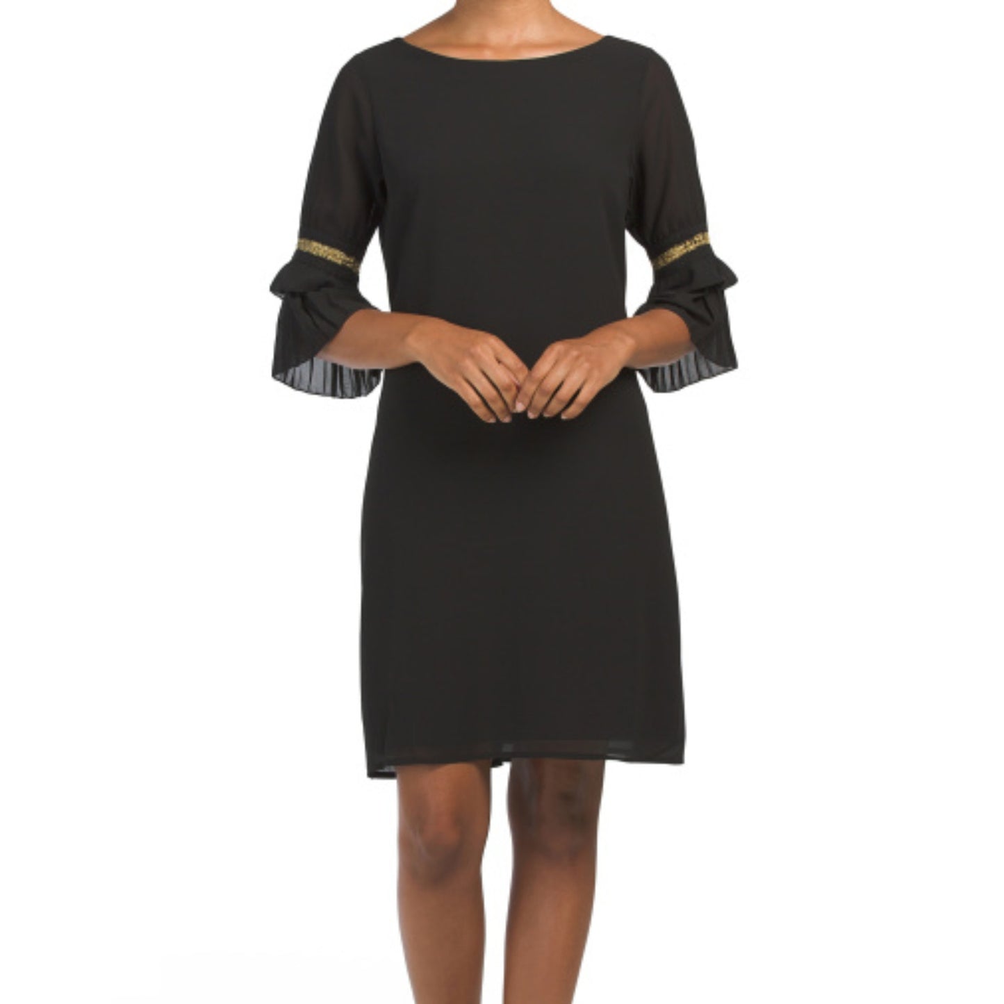 MIM'S CREAZIONI Made In Italy Sheer Overlay Pleated Cuff Cocktail Mini Dress