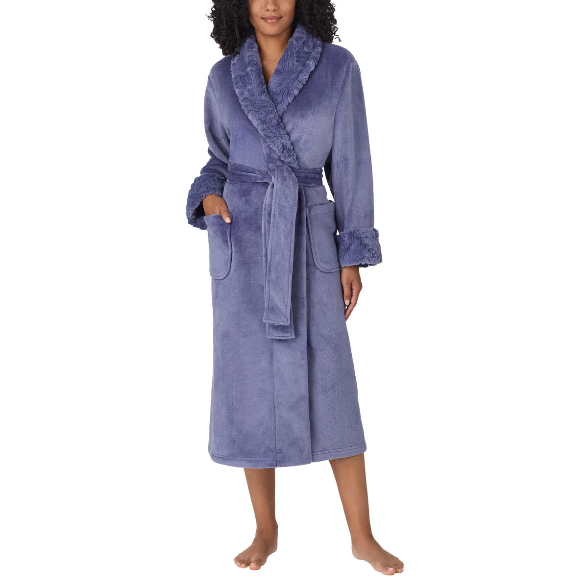 Carole Hochman Women's Silky Soft Shawl Collar Wrap Style Plush Robe