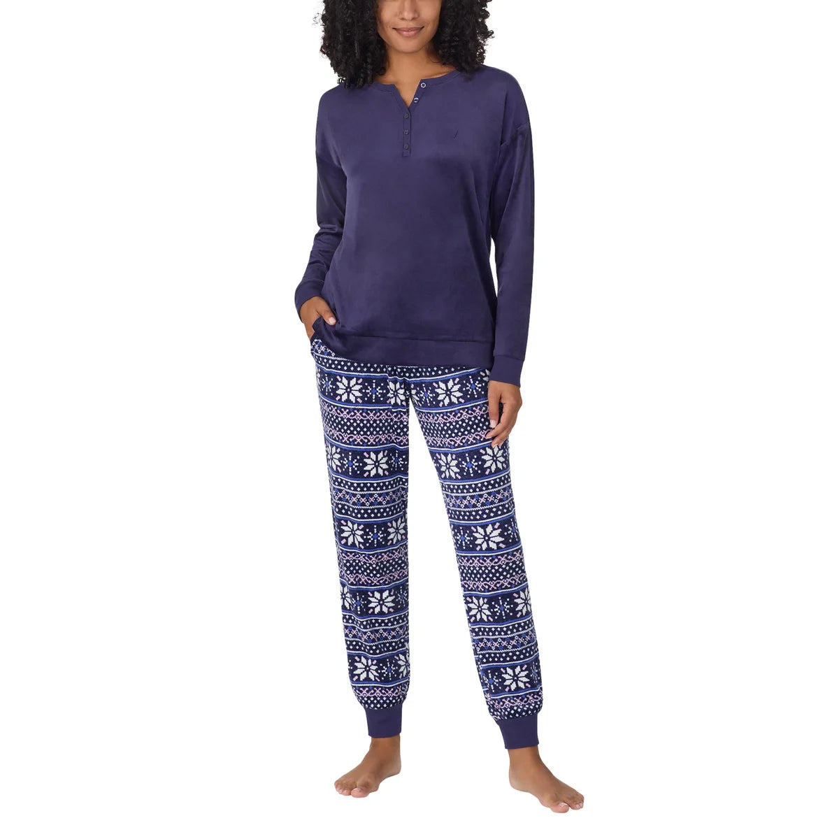 Nautica Women's 2-Pc PJ Lightweight Stretch Fleece Pajama Lounge Set