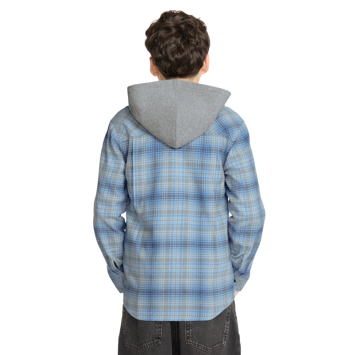 Quiksilver Youth Boys 8-16 Cotton Flannel Fleece Hood Button Up Shirt Jacket