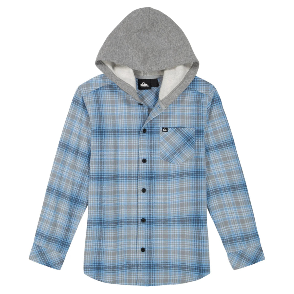 Quiksilver Youth Boys 8-16 Cotton Flannel Fleece Hood Button Up Shirt Jacket