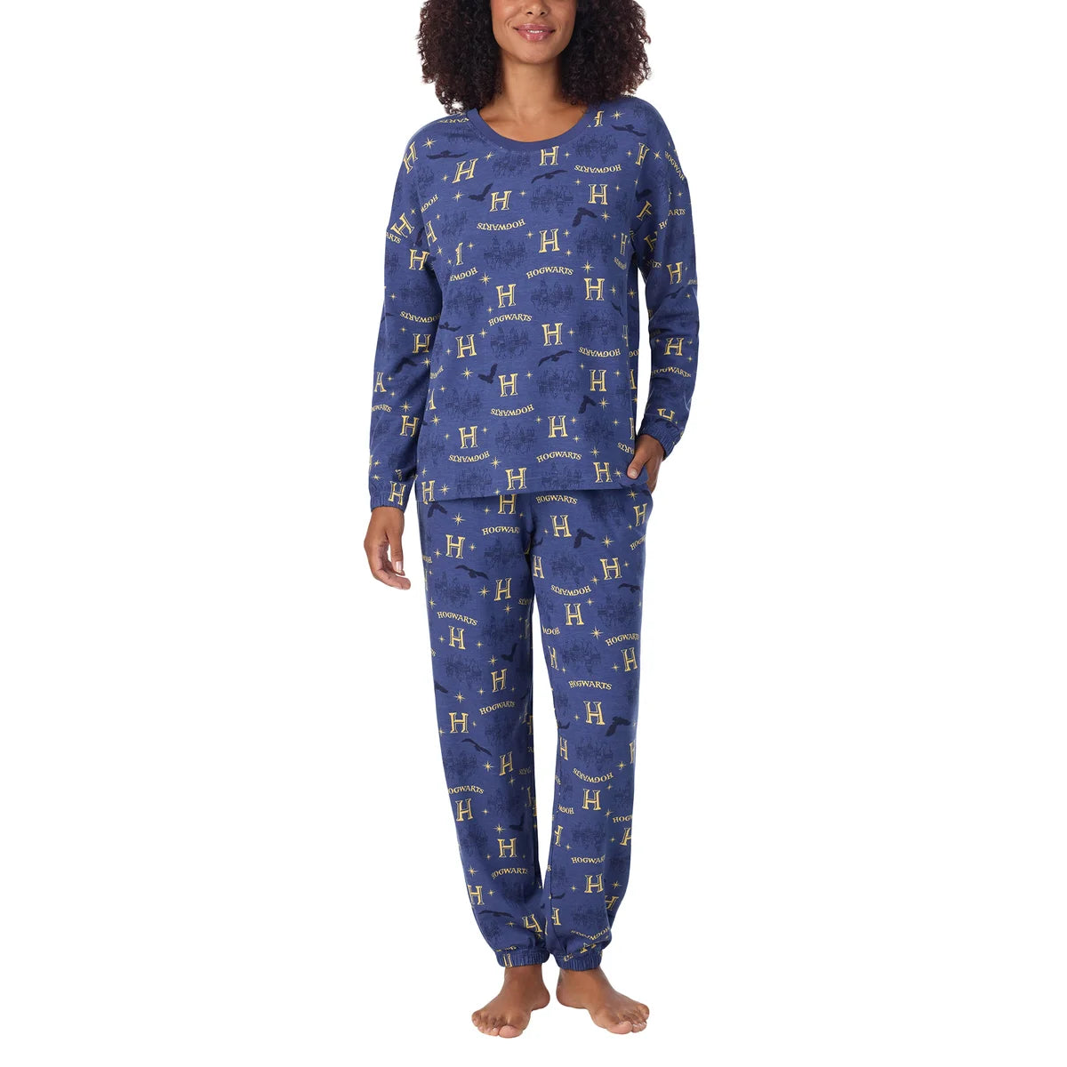 Caracter Women's 2-Piece Printed Long Sleeve Soft Jersey Pajama Lounge Set