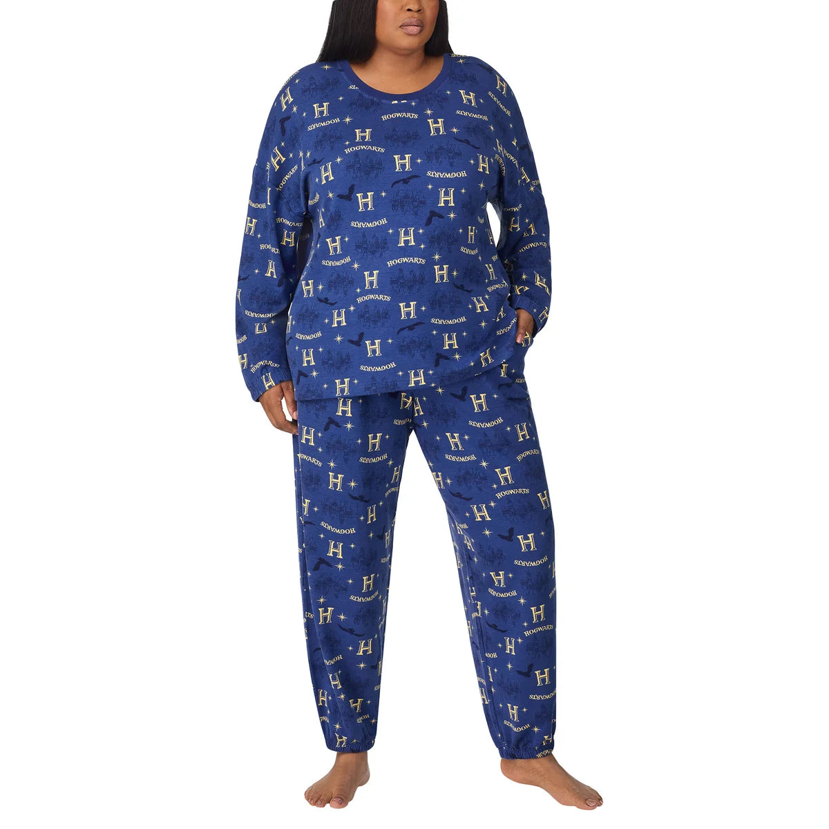 Caracter Women's 2-Piece Printed Long Sleeve Soft Jersey Pajama Lounge Set