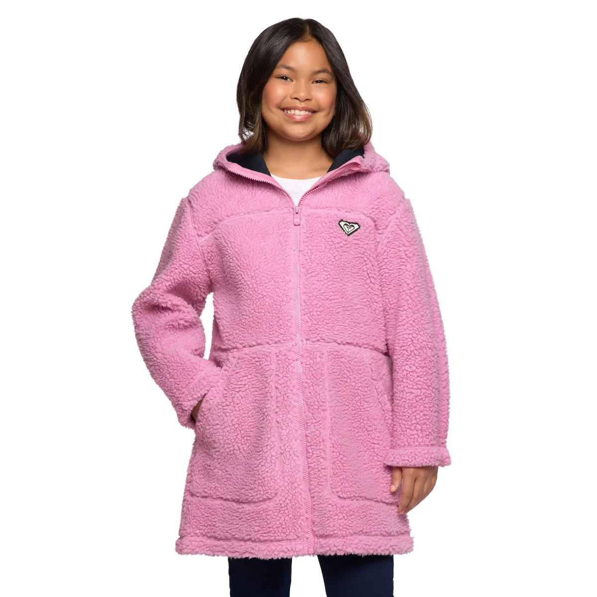 Roxy Youth Girls Zip Front Plush Hooded Jacket