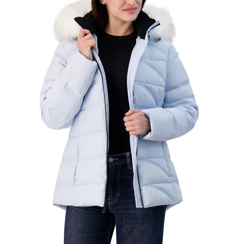 Nautica Women's Faux Fur Trim Water Resistant Hooded Puffer Jacket