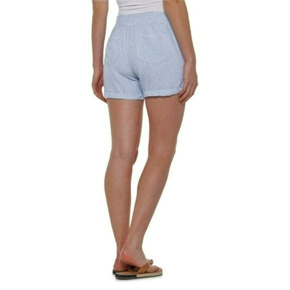 PerSe Striped Linen Hand Pockets Drawstring Shorts