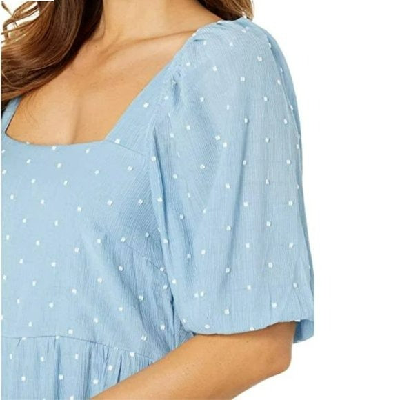 MOON RIVER Clip Dot Cut-out Tie Closure Back Tiered Midi Dress