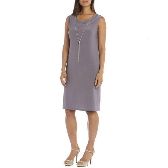 R&M Richards Plus 2Pc Sparkly Rib Metallic Party Cocktail Jacket & Dress Set