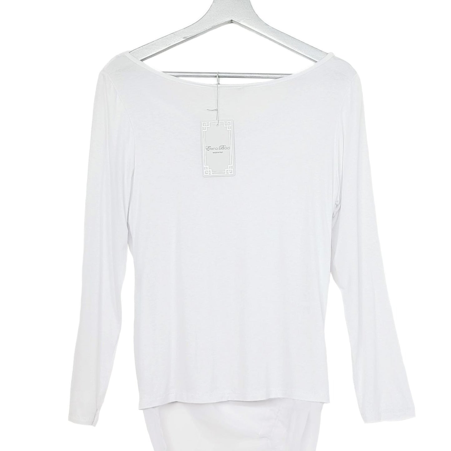 Elena Baldi Made in Italy Drape Neck Drawstring Chiffon Overlay Blouse Top