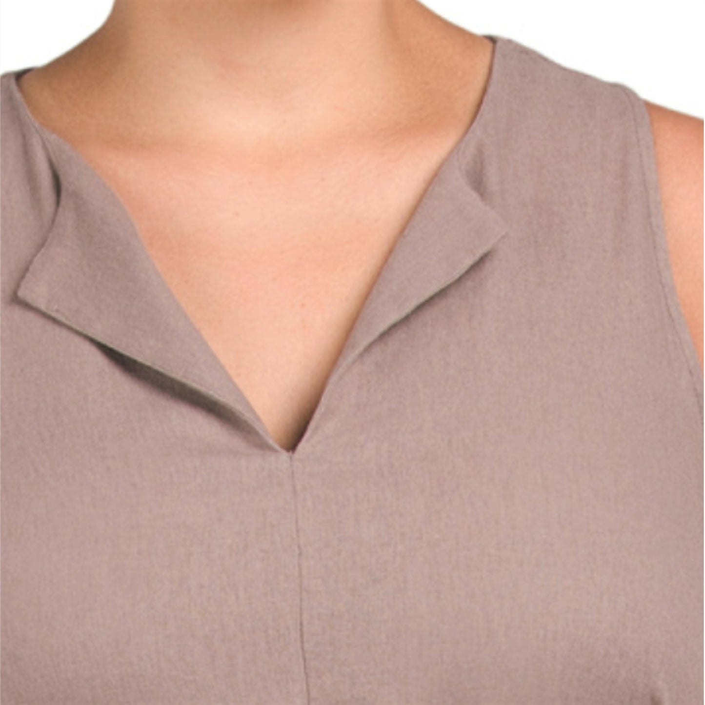 Adyson Parker Linen Belted Split Neck Tiered Midi Dress