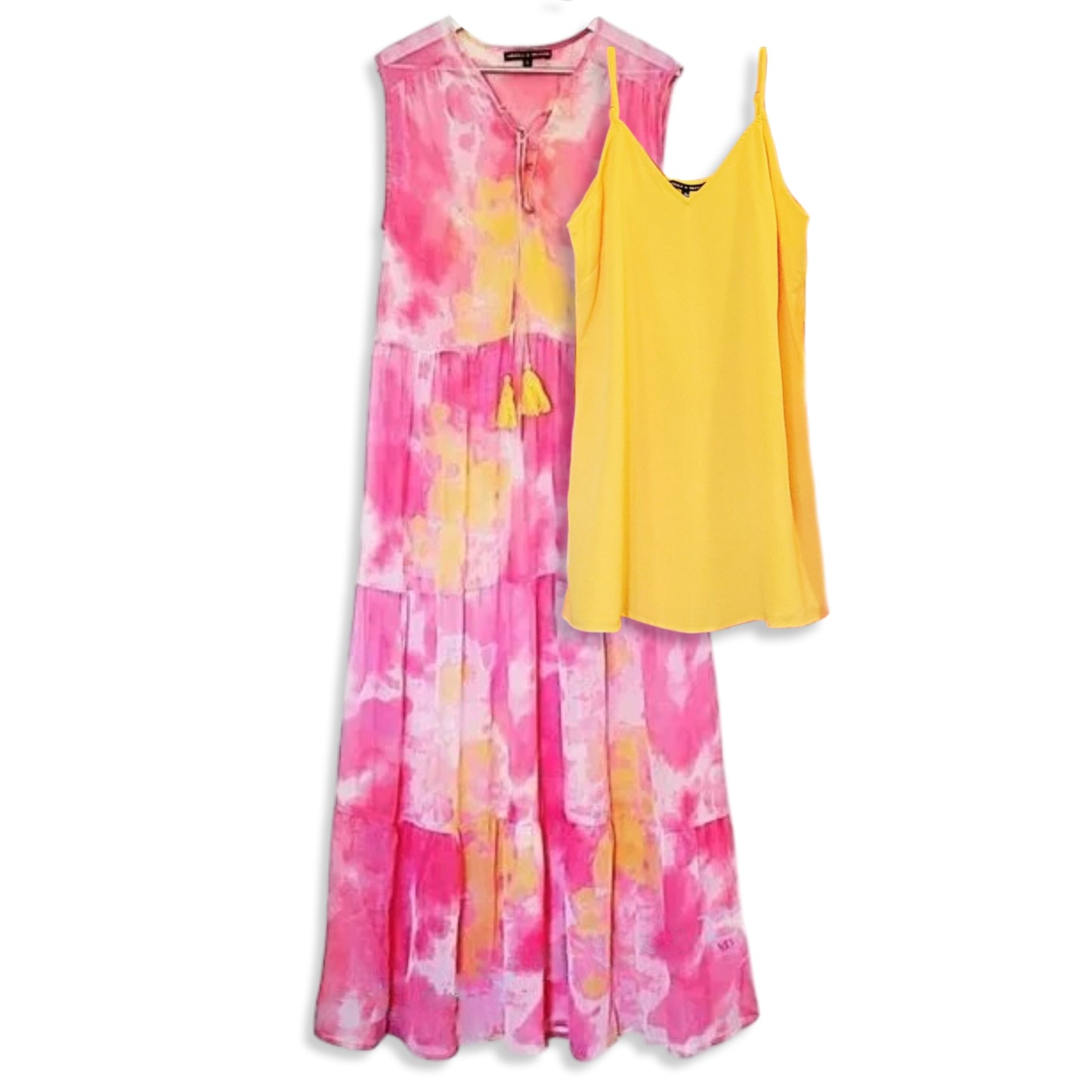 AMERICA & BEYOND Abstract Print Relaxed Fit Tiered Sheer Cover-up Maxi Dress