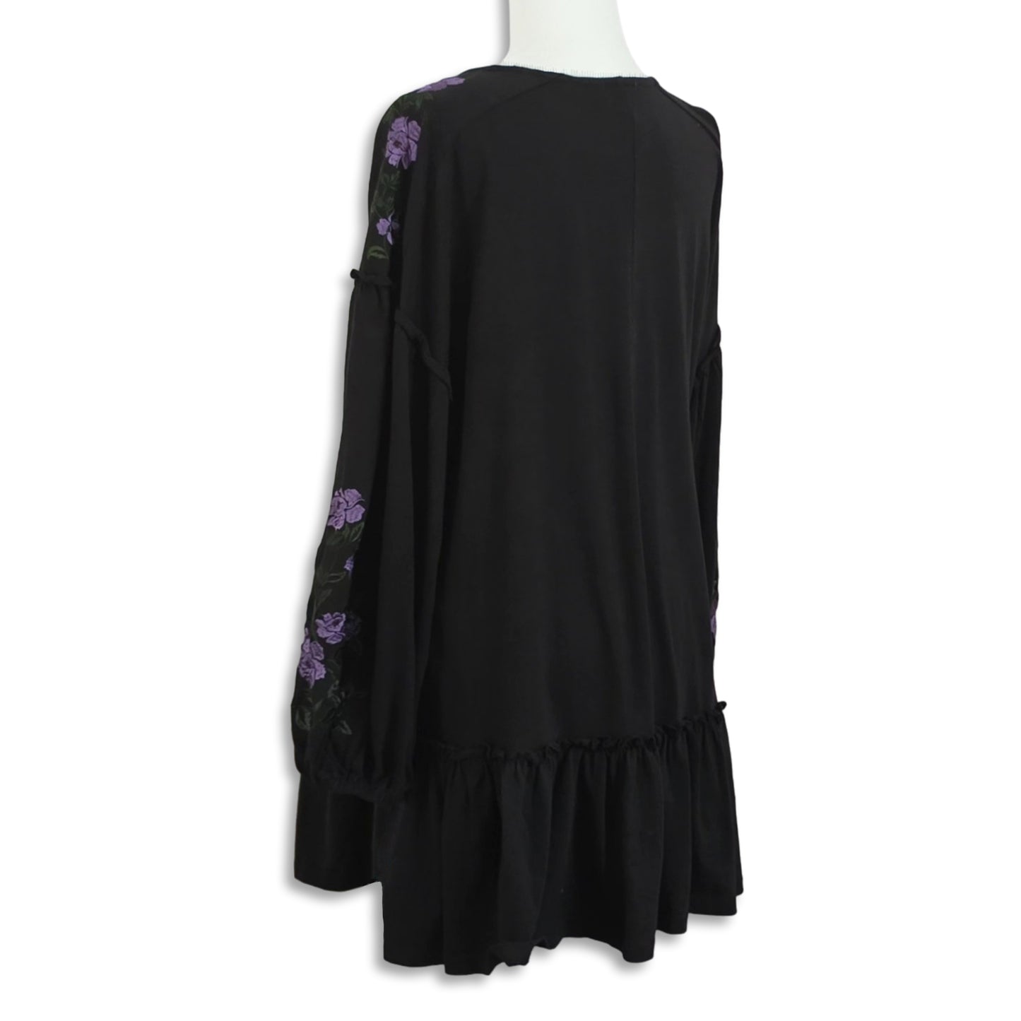 ASOS Women's Floral Embroidery Balloon Sleeve Ruffle Hem Mini Dress