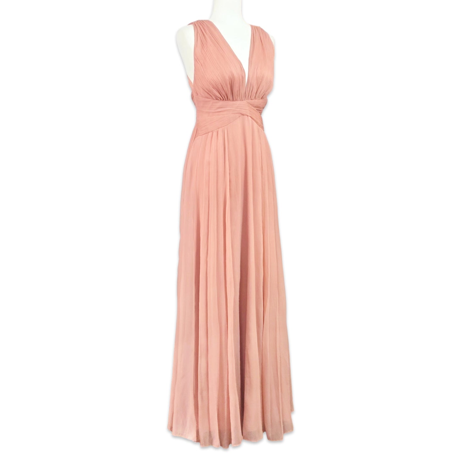 ASOS Women's Wrap Waist Ruched Bodice Pleated Gown Maxi Dress