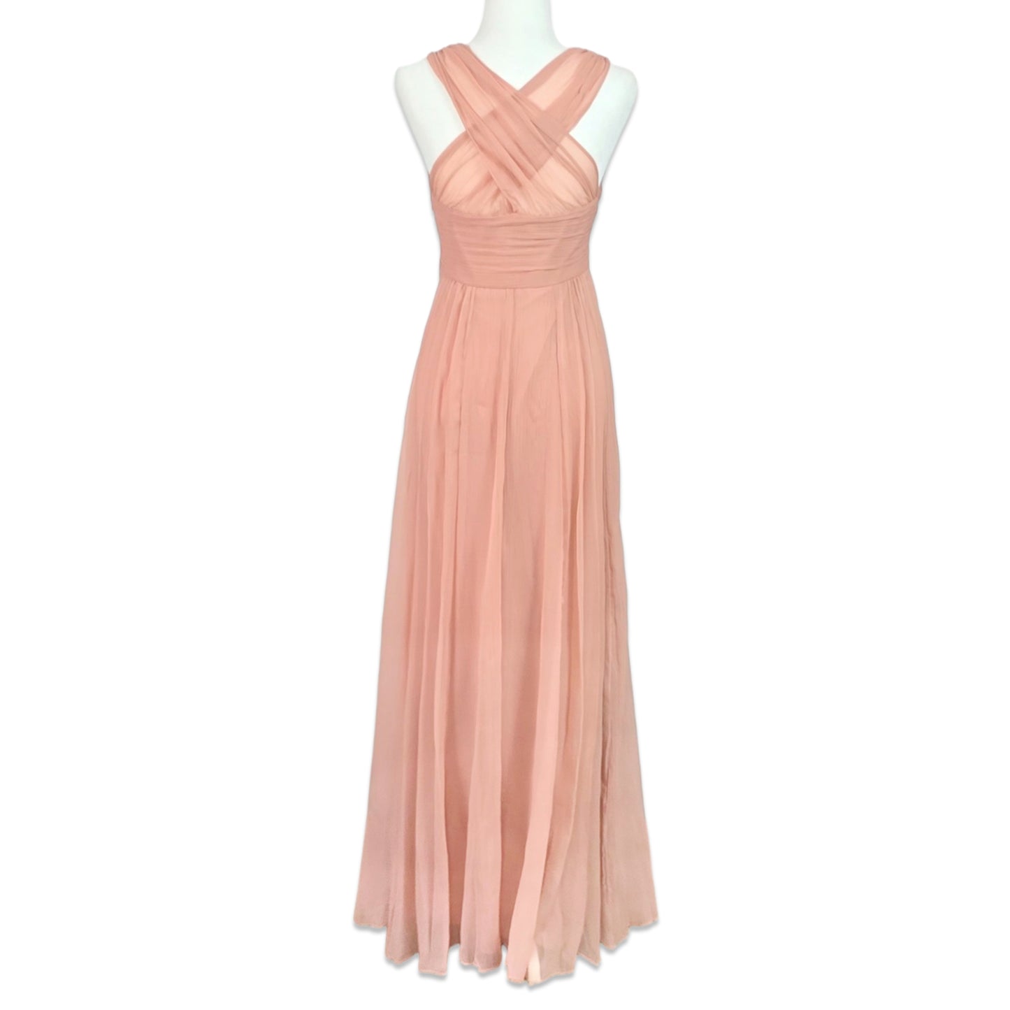 ASOS Women's Wrap Waist Ruched Bodice Pleated Gown Maxi Dress