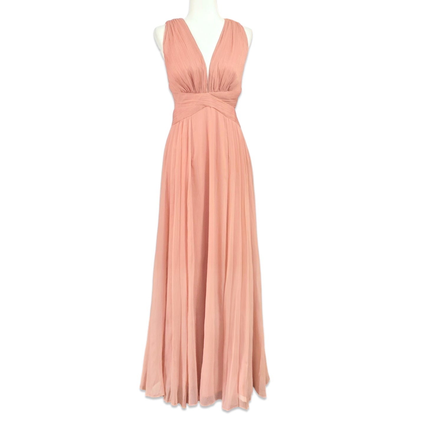 ASOS Women's Wrap Waist Ruched Bodice Pleated Gown Maxi Dress