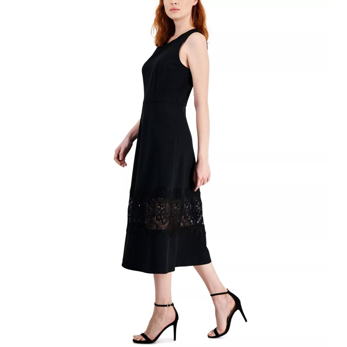 Anne Klein Women's Lace Hem Fit And Flare Midi Dress
