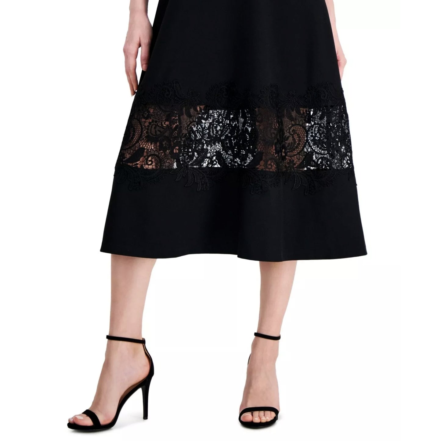 Anne Klein Women's Lace Hem Fit And Flare Midi Dress