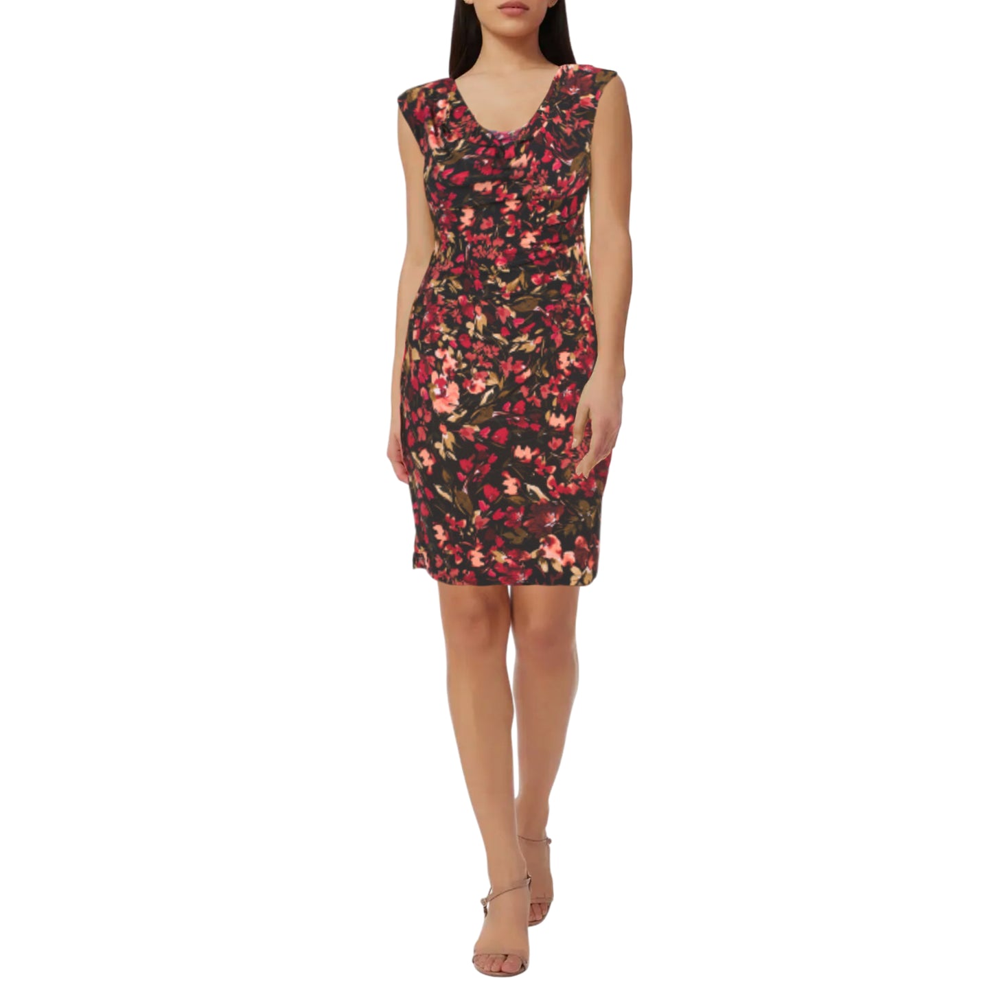 Anne Klein Women's Valerie Floral Print Cowl Neck Mini Dress