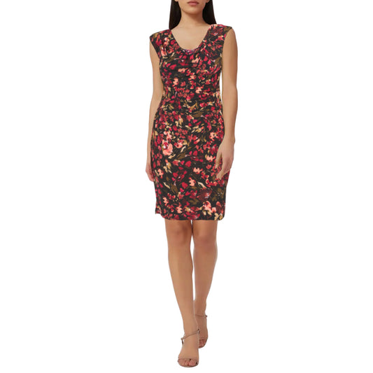 Anne Klein Women's Valerie Floral Print Cowl Neck Mini Dress