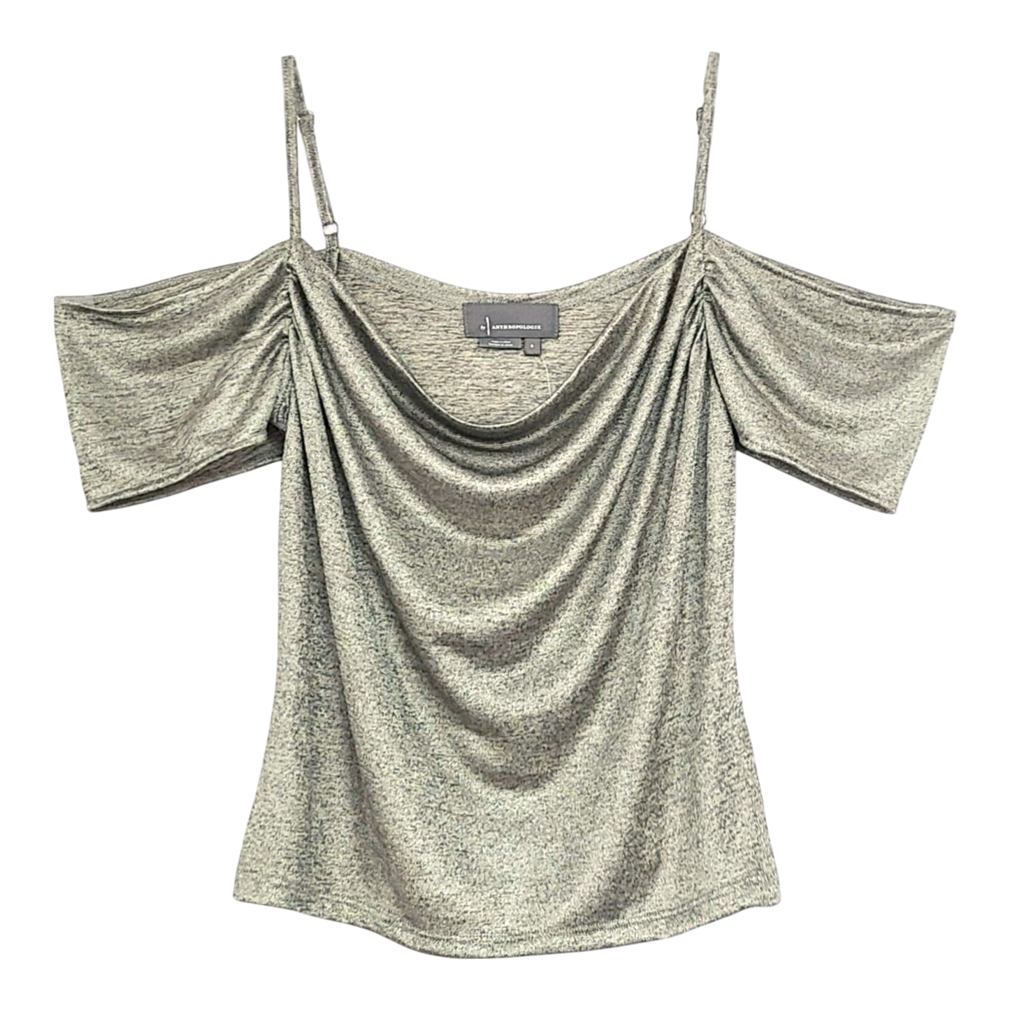Anthropologie Women's Metallic Cowl Drape Neck Off The Shoulder Blouse Top