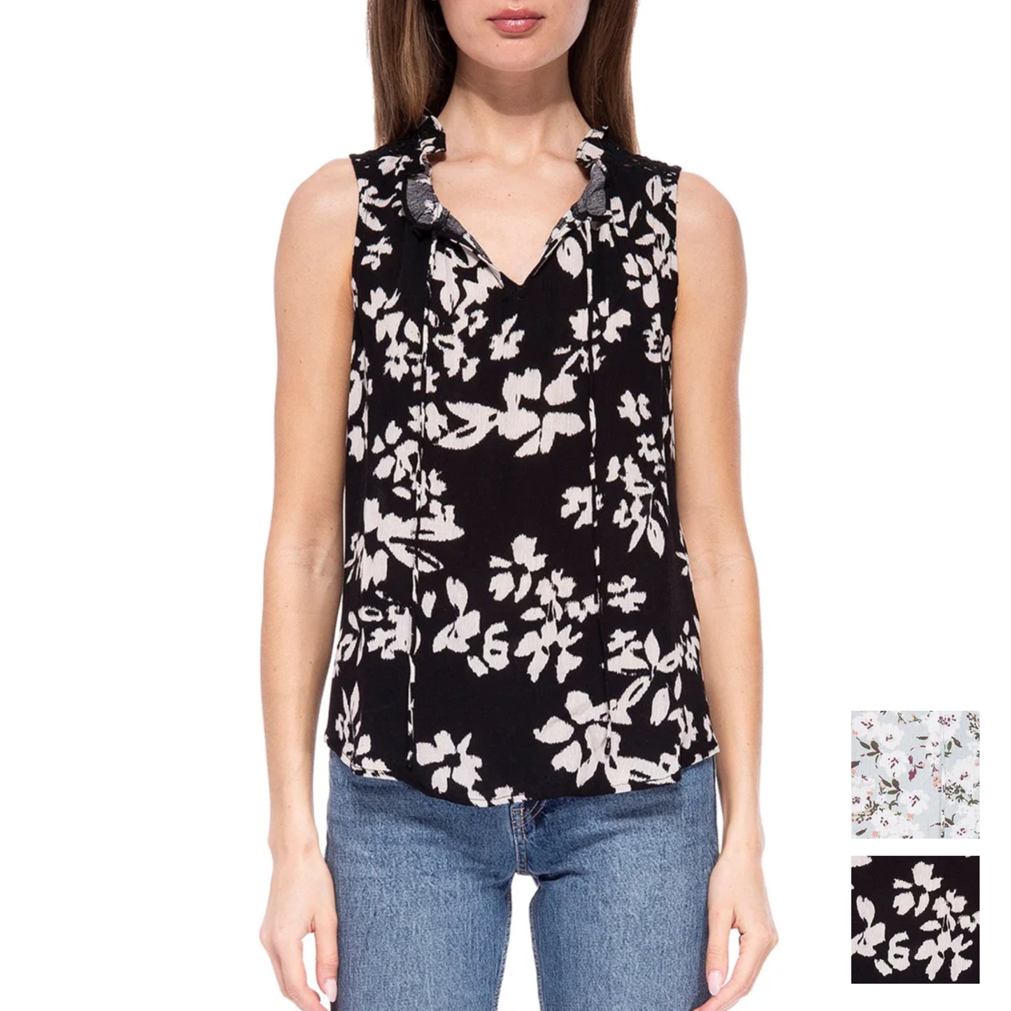 B Collections by Bobeau Women's Floral Print Lightweight Sleeveless Top Blouse