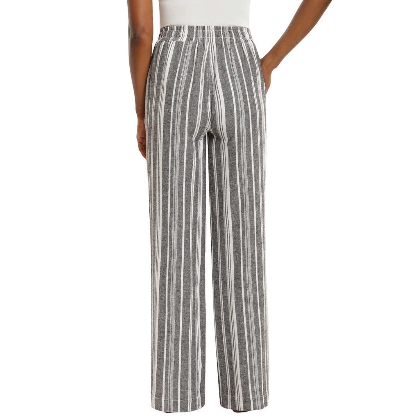 Briggs Women's Wide Leg Lightweight Linen Blend 2 Pockets Floral Pants