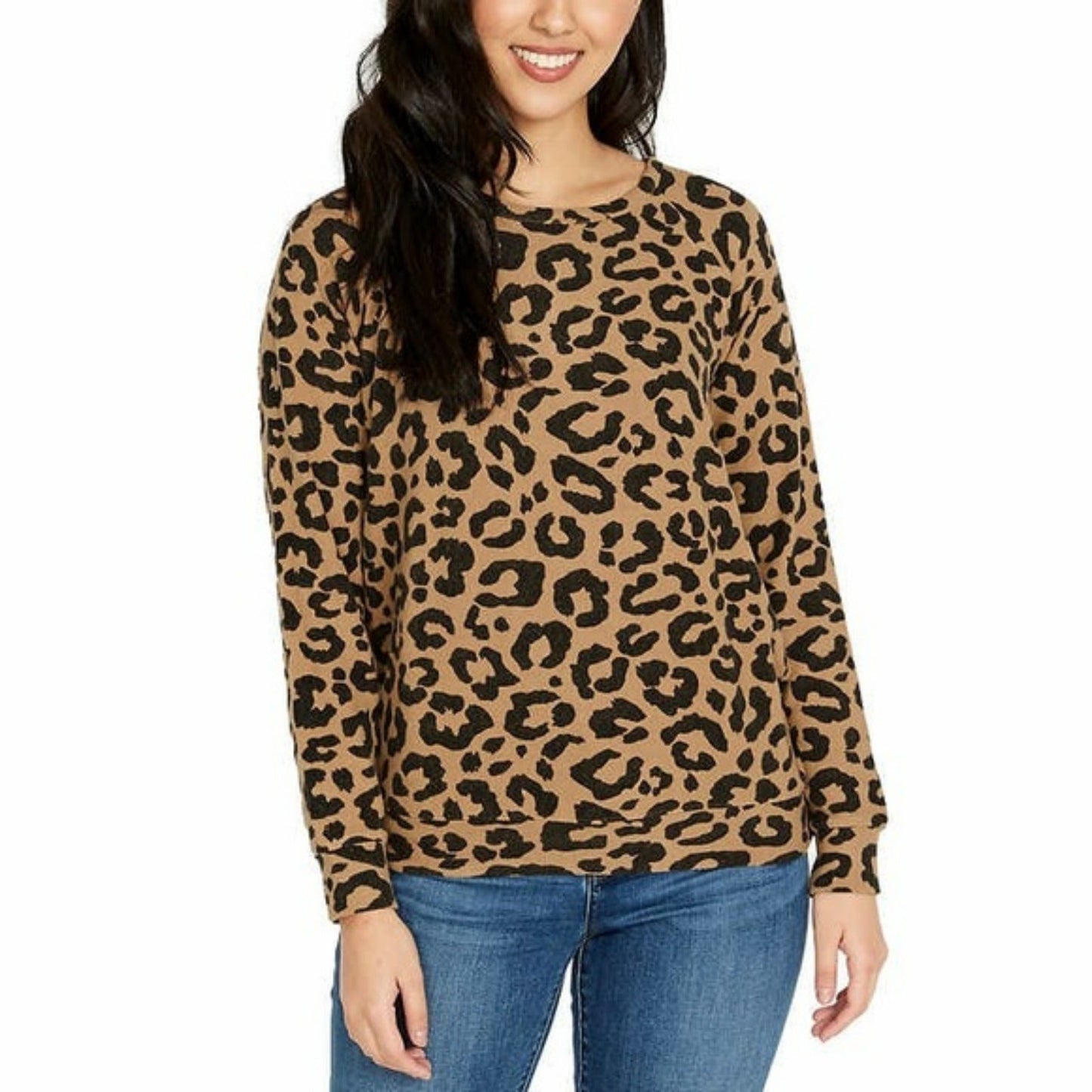 Buffalo David Bitton Women's Ultra Soft Leopard Print Cozy Pullover Top Sweater