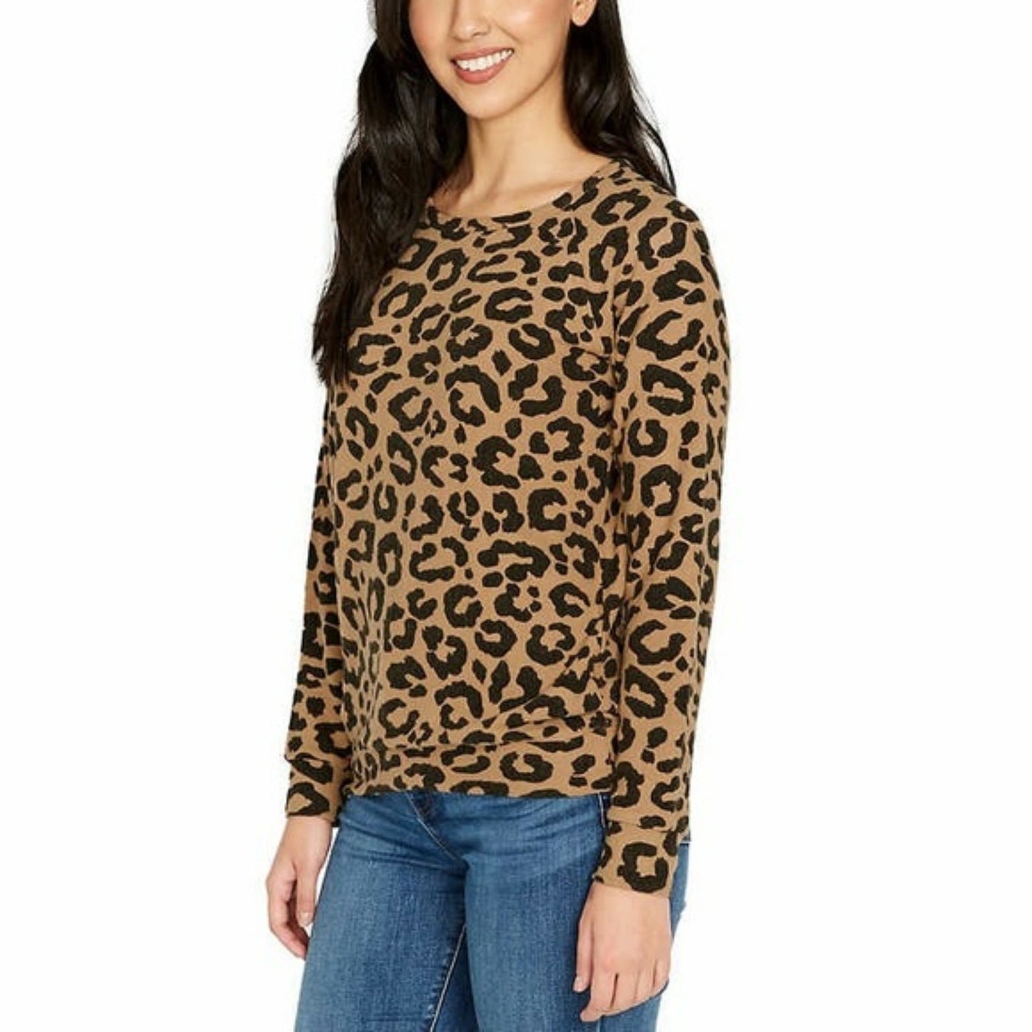 Buffalo David Bitton Women's Ultra Soft Leopard Print Cozy Pullover Top Sweater