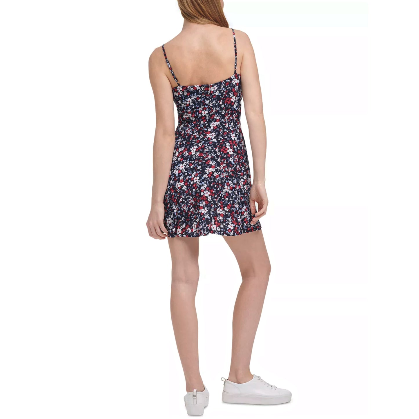 Calvin Klein Jeans Women's Floral Print Adjustable Strap Skater Mini Dress