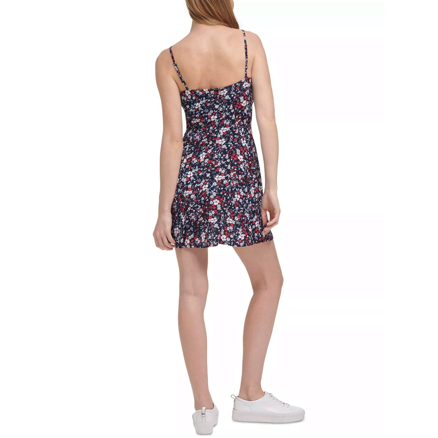 Calvin Klein Jeans Women's Floral Print Adjustable Strap Skater Mini Dress