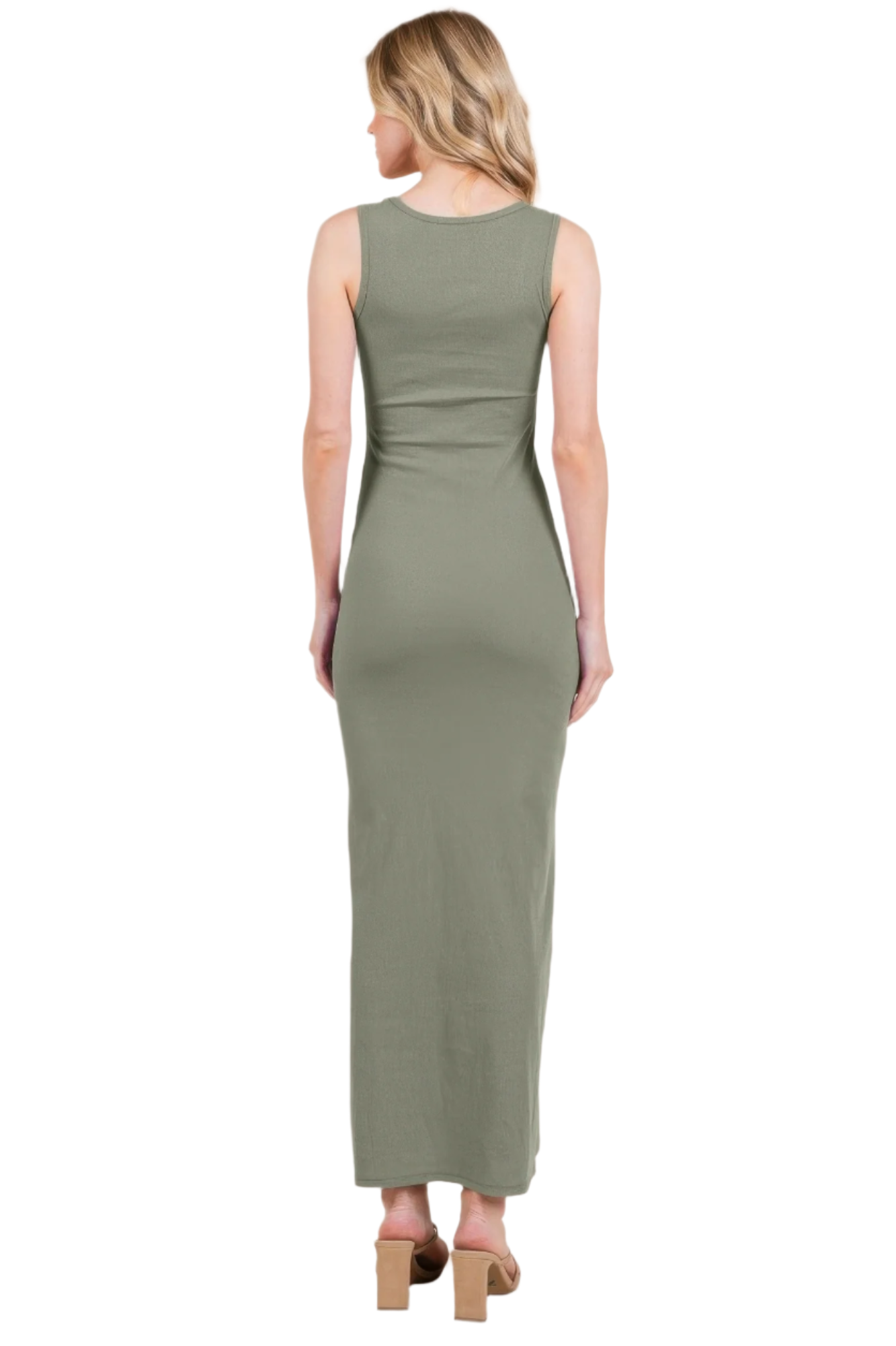 Women's Sleeveless Cotton Blend Rib Jersey Maxi Dress