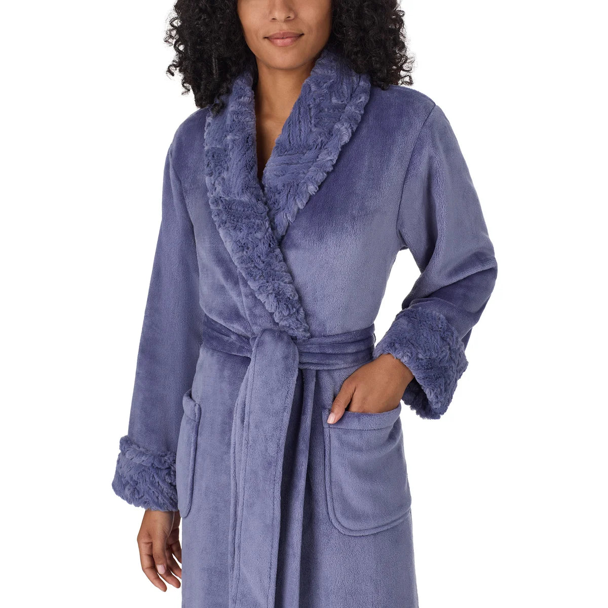 Carole Hochman Women's Silky Soft Shawl Collar Wrap Style Plush Robe