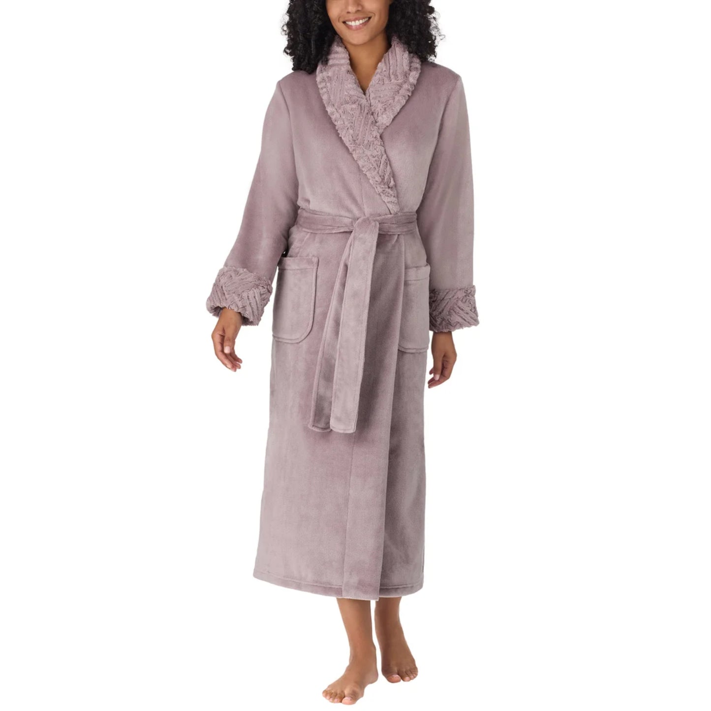 Carole Hochman Women's Silky Soft Shawl Collar Wrap Style Plush Robe