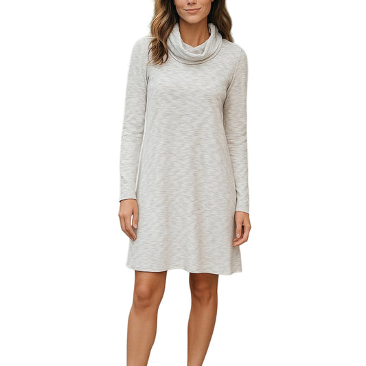 Cupio Women's Cowl Neck Long Sleeve Soft Knit Mini Dress