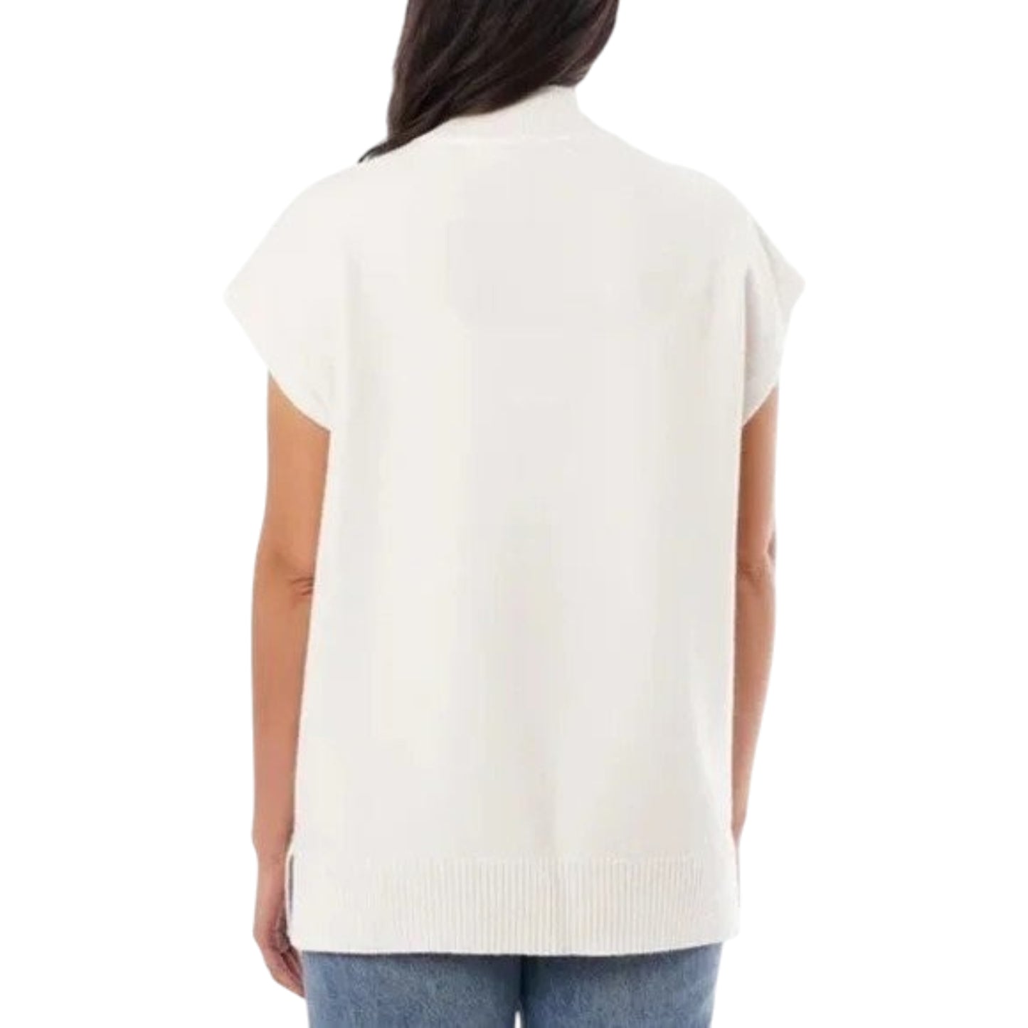 Cyrus Women's Mocked Neck Sleeveless Side Slits Soft Knit Tunic Sweater