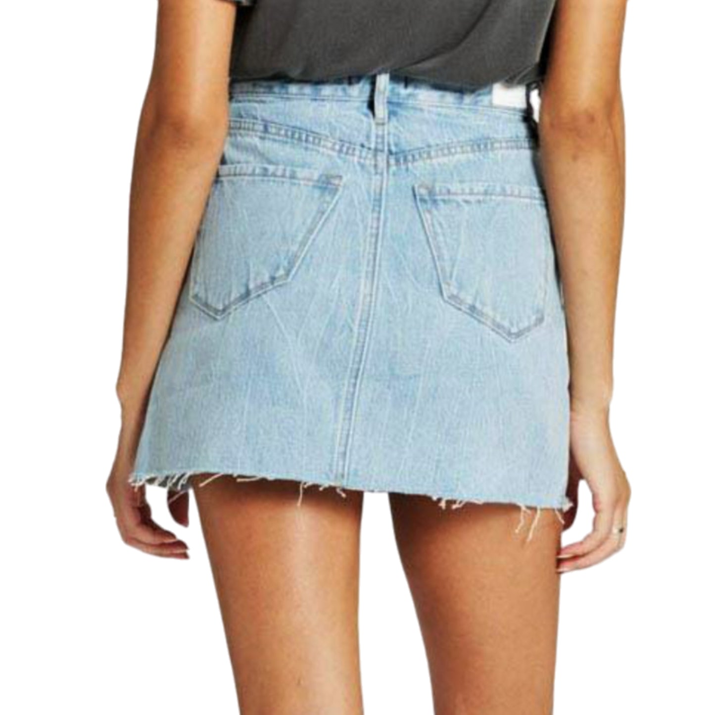 DEAR JOHN Women's Quinn High Rise Raw Hem Denim Mini Skirt