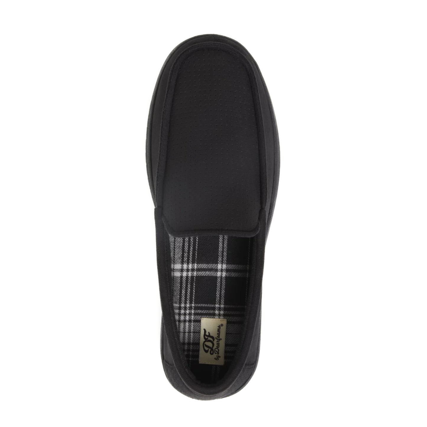 Dearfoams Men's Jason Perforated Microsuede Memory Foam Indoor Outdoor Moccasin Slippers