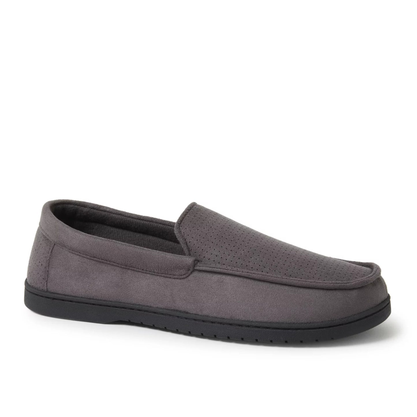 Dearfoams Men's Jason Perforated Microsuede Memory Foam Indoor Outdoor Moccasin Slippers