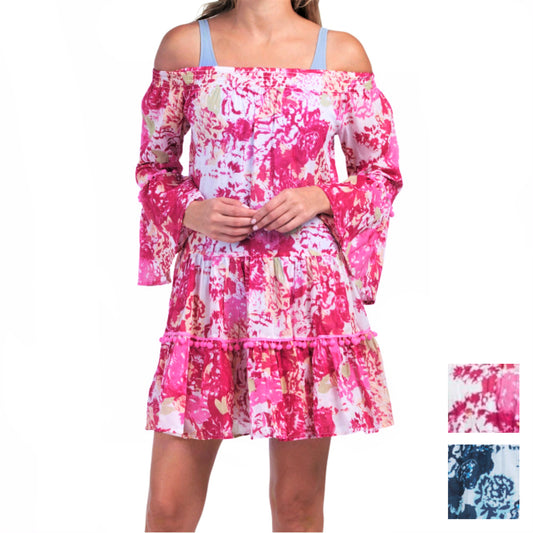 Debbie Katz Women's Talulah Off The Shoulder Ruffle Trim Mini Dress Swim Cover-up