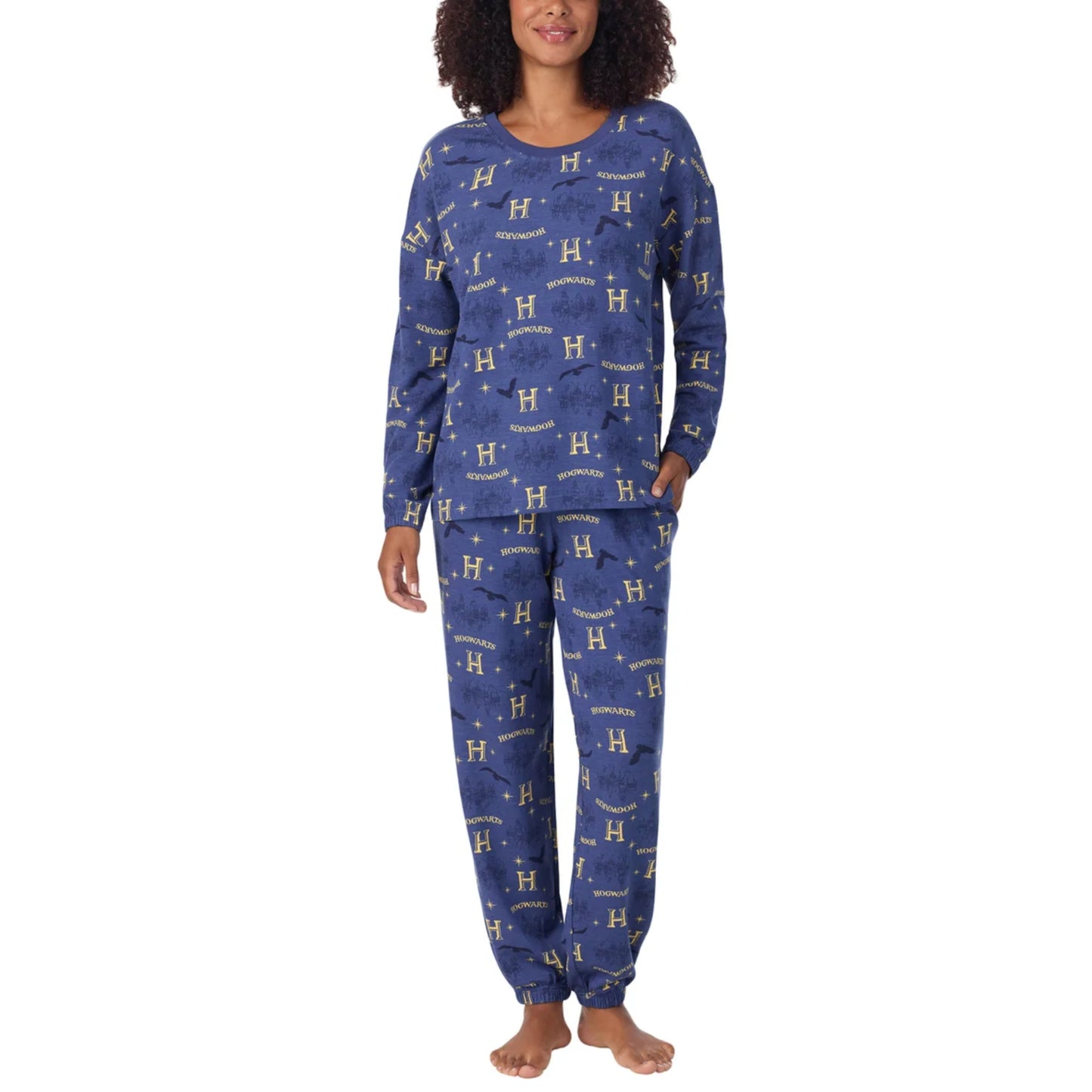 Caracter Women's 2-Piece Printed Long Sleeve Soft Jersey Pajama Lounge Set