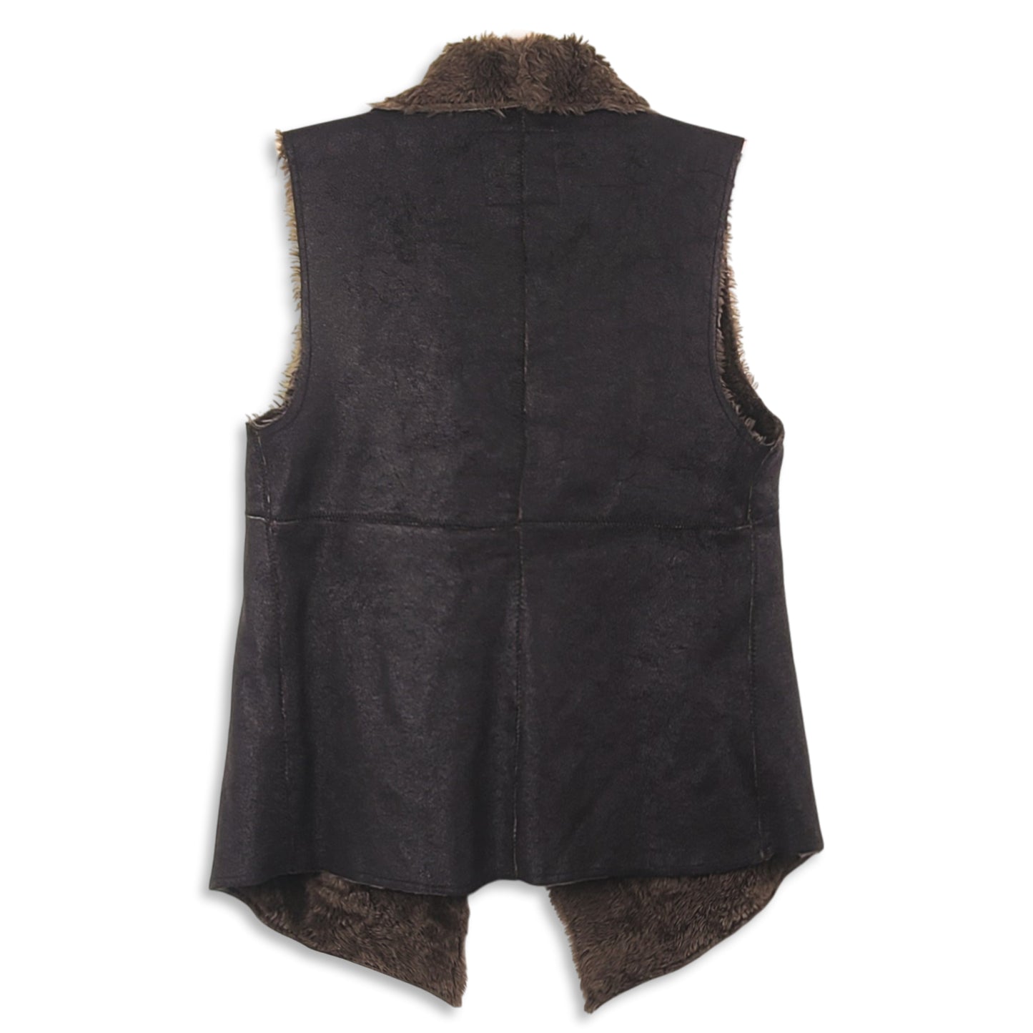 Dylan Women's Cozy Faux Leather Fur Trim Snap Vest