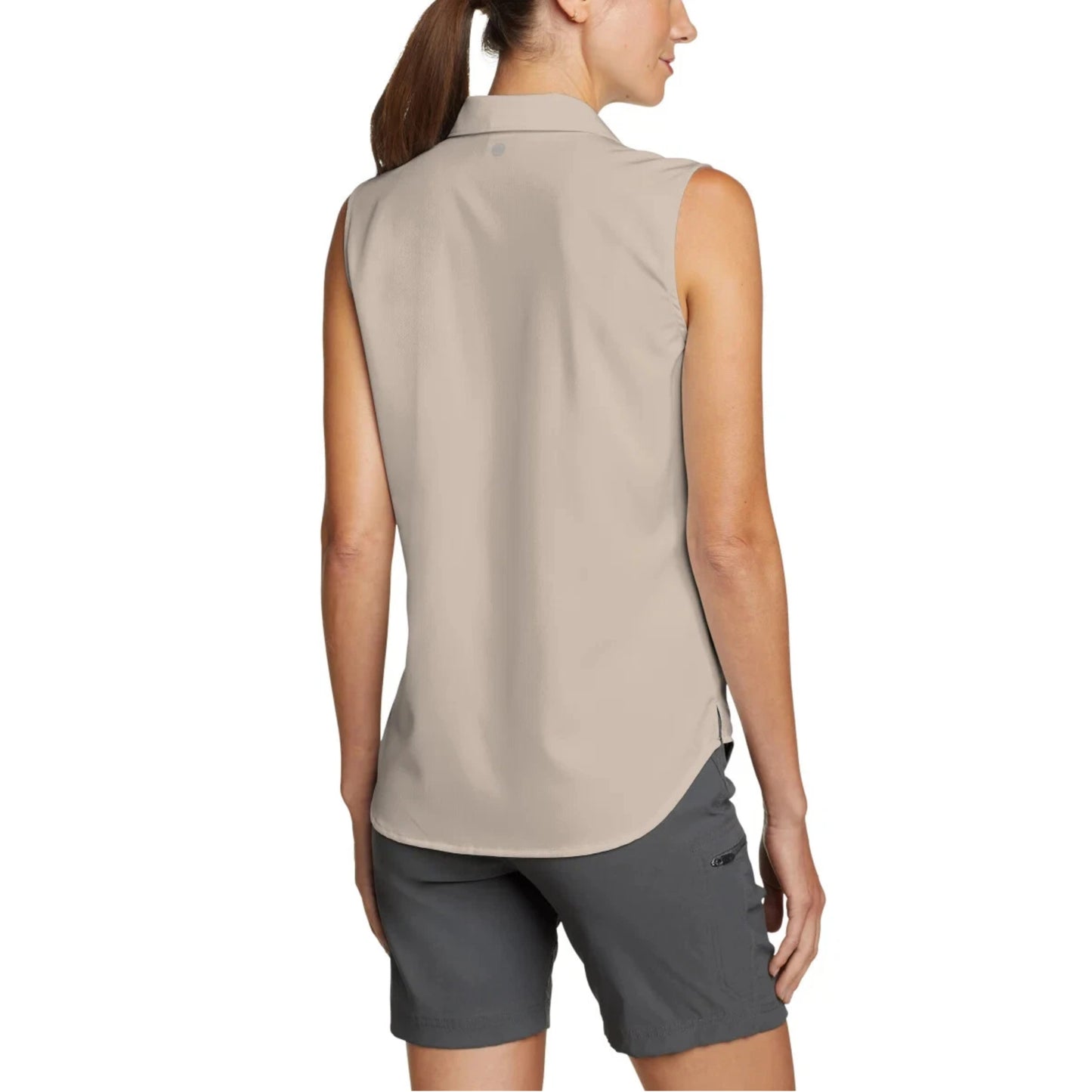 Eddie Bauer Women's Moisture Wicking Stretch Top Button Down Sleeveless Shirt