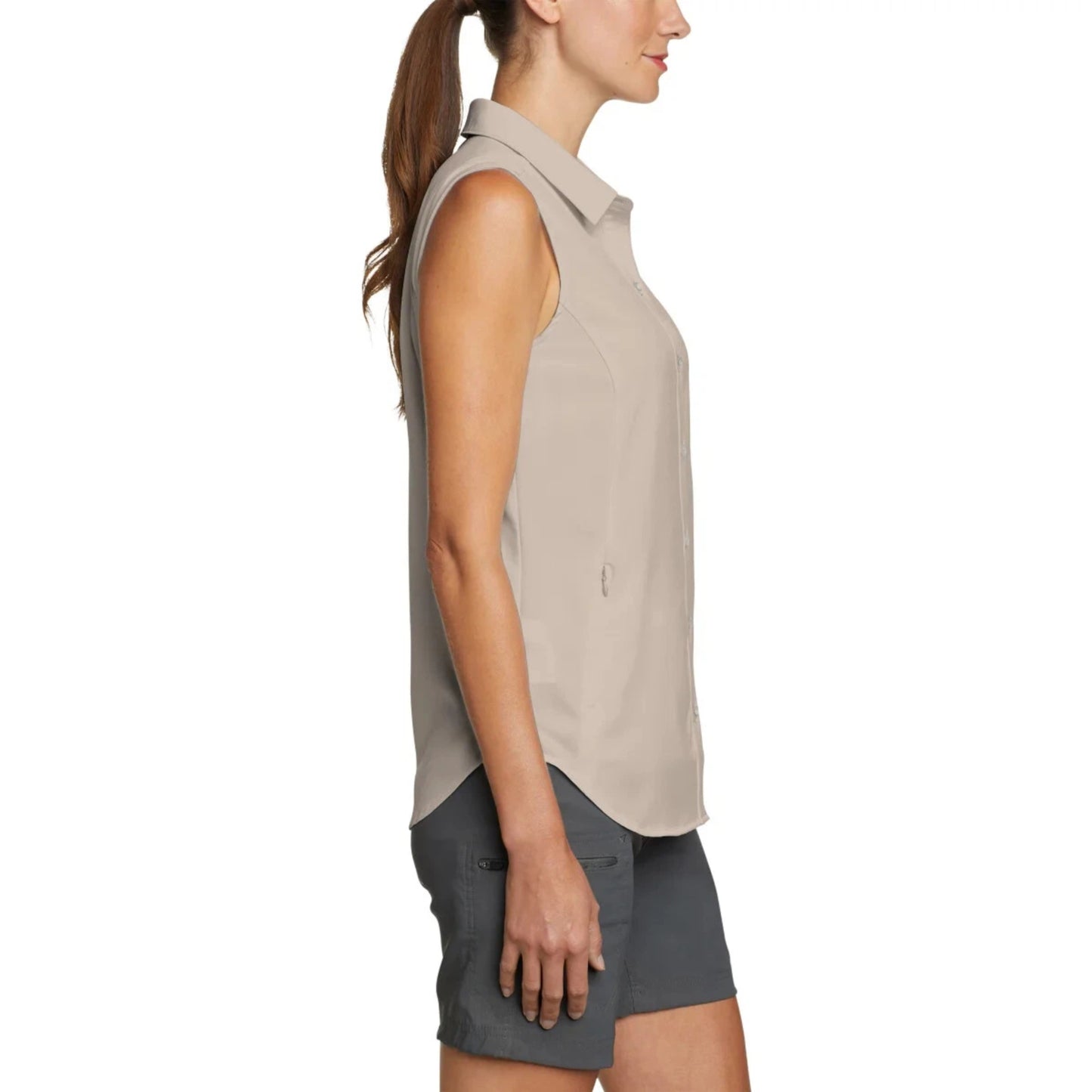 Eddie Bauer Women's Moisture Wicking Stretch Top Button Down Sleeveless Shirt