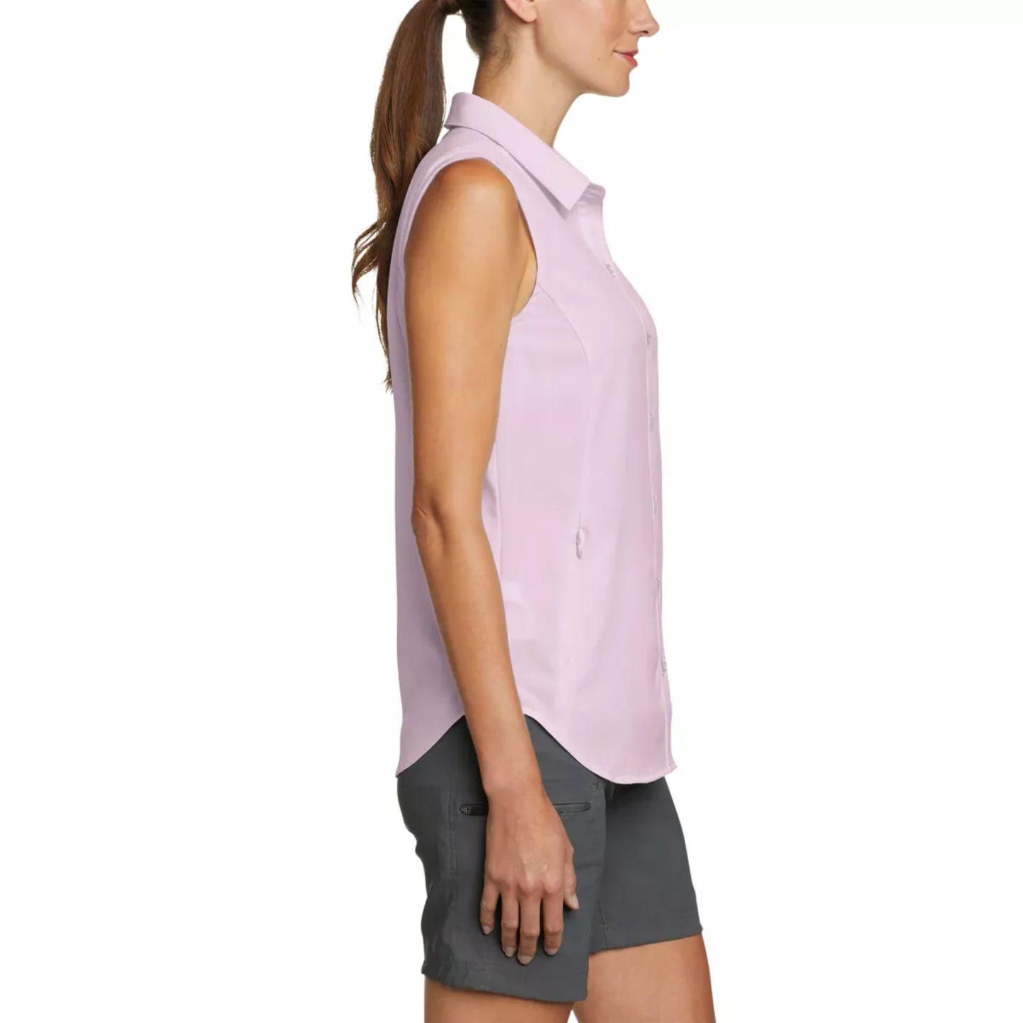 Eddie Bauer Women's Moisture Wicking Stretch Top Button Down Sleeveless Shirt