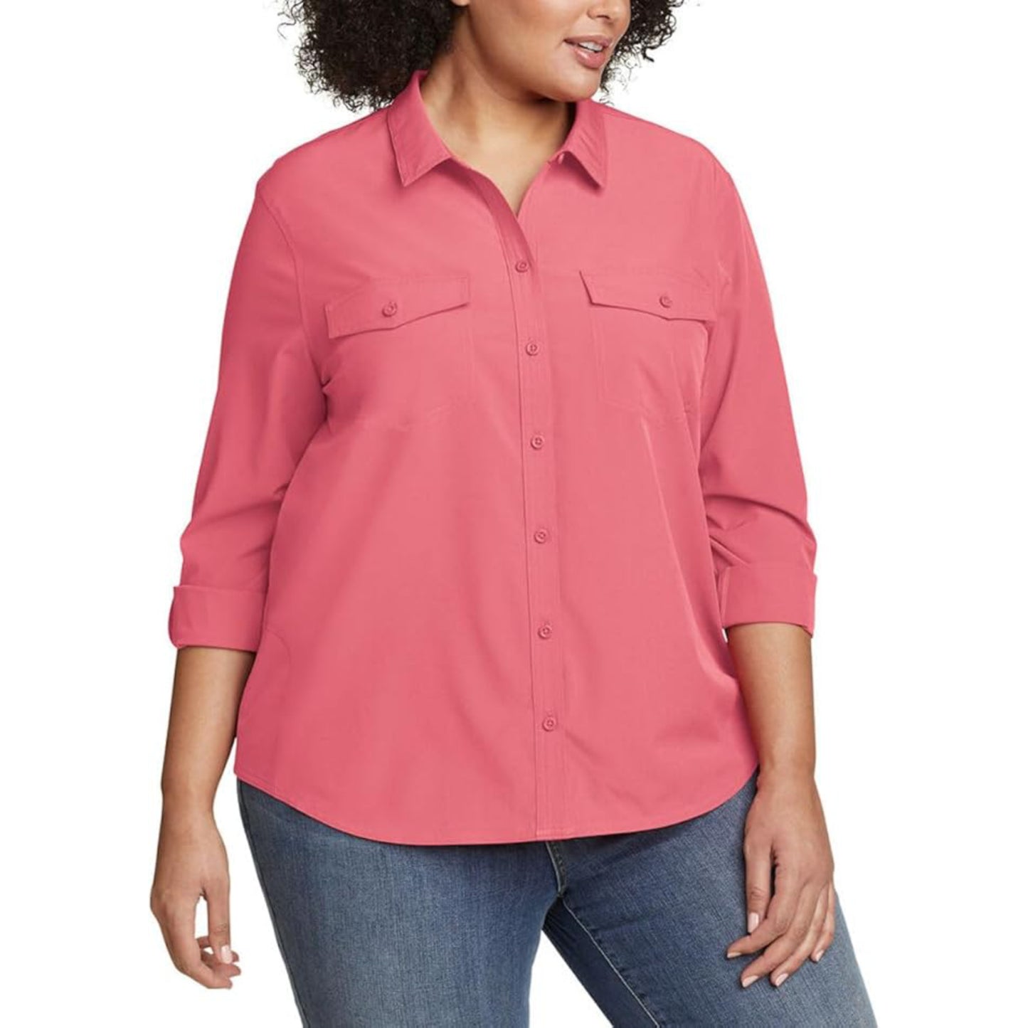 Eddie Bauer Women's Moisture Wicking UPF 50+ Departure Top Bottom Down Shirt