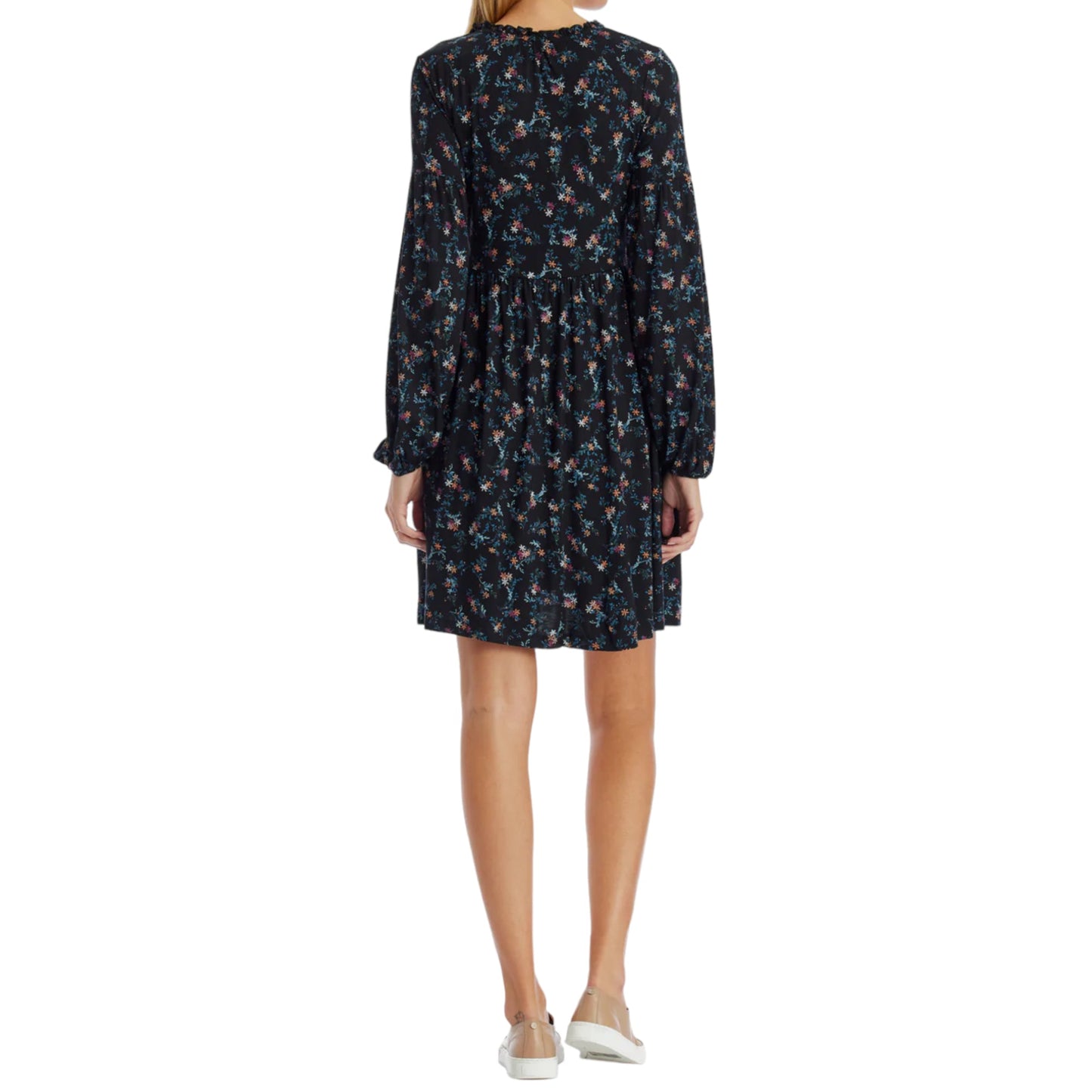 FATFACE Women's Nieve Nordic Floral Print Long Sleeve Tired Mini Dress