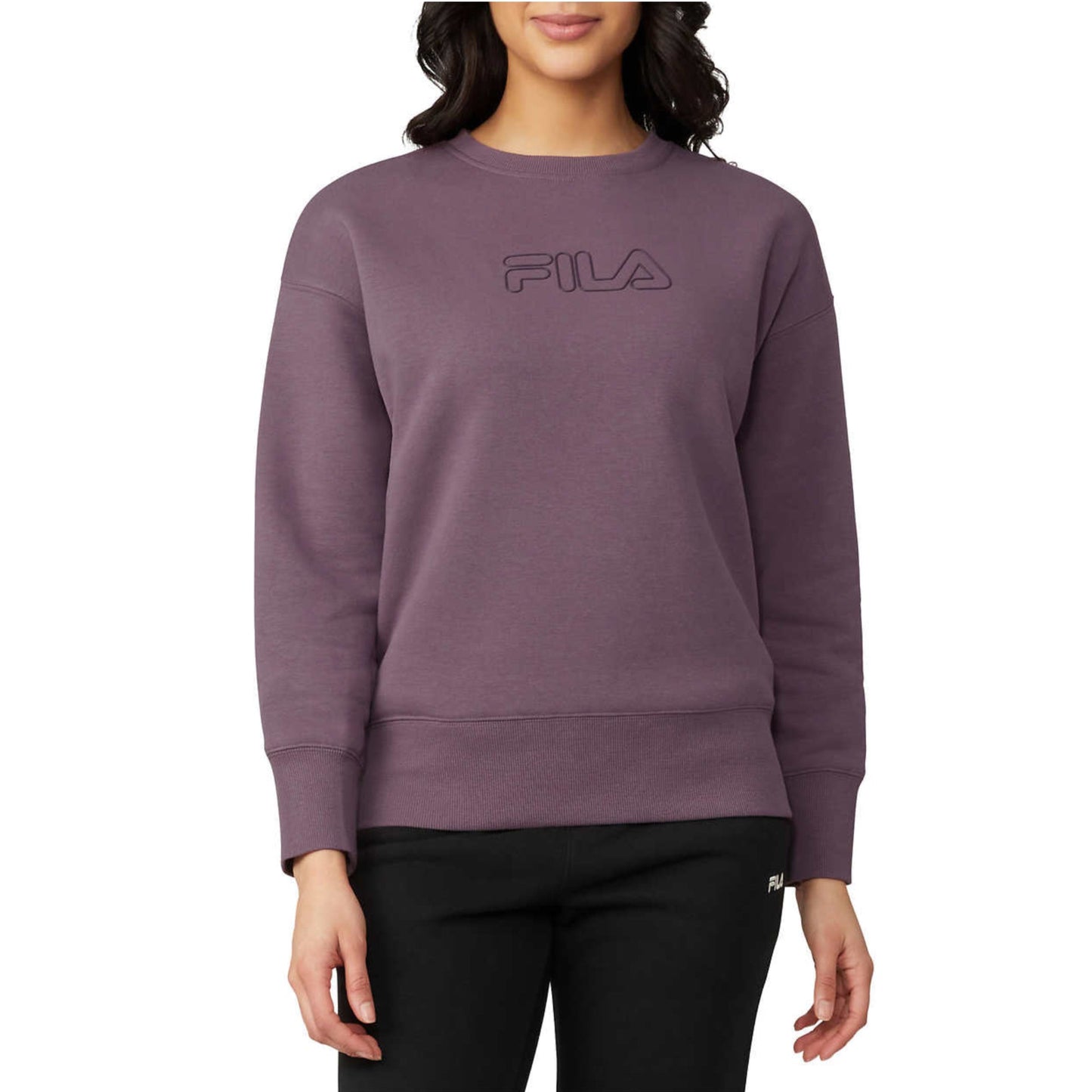 FILA Women's Chest Logo Cotton Blend Active Crewneck Sweatshirt Top